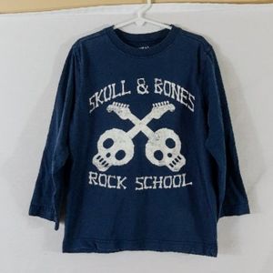 Crazy 8 Boy's Blue Skull Guitar T-shirt Size Small 5-6
